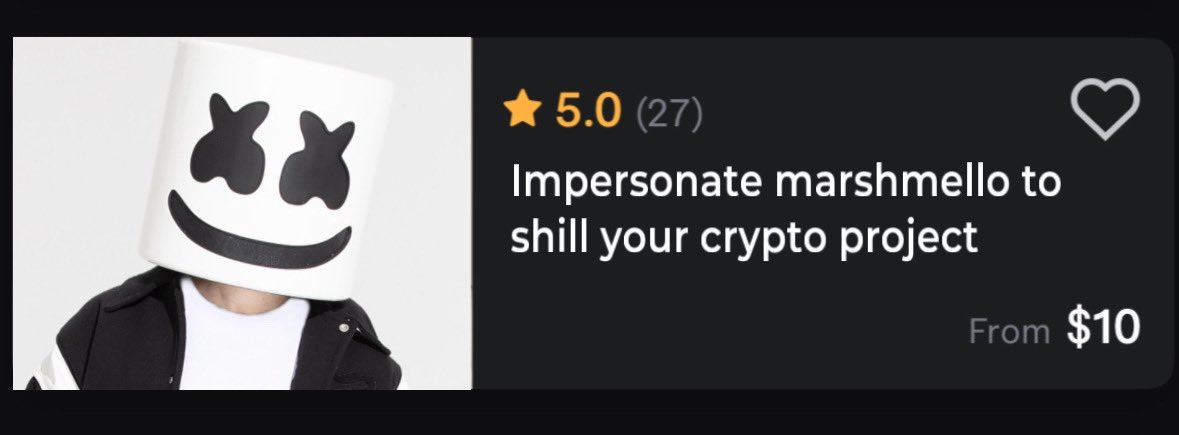 borovik (@3orovik) on Twitter photo yo marshmello, I just found the imposters fiverr ad
hmu so I can send it to your lawyers yo marshmello, I just found the imposters fiverr ad
hmu so I can send it to your lawyers