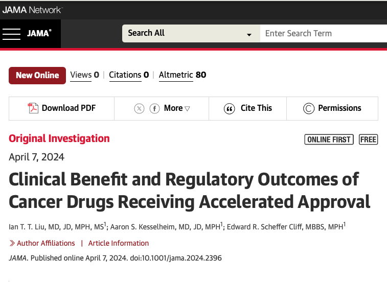 Just out for #AACR24 A recent study sheds light on the efficacy of cancer drugs granted accelerated approval from 2013 to 2023. 💥Shockingly, 41% of these drugs didn't improve overall survival or quality of life after 5 years of follow-up, and 15% are still awaiting results.…