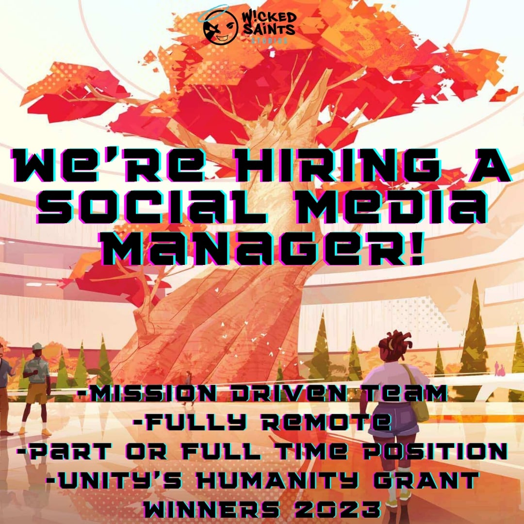 Come work with our #gamedev team at World Reborn! We're #hiring a full or part time #socialmediamanager 🥳 Learn more about this #remotework position today at wickedsaints.studio/hiring

We're looking for some incredible talent <a href="/blackgirlgamers/">Black Girl Gamers</a> <a href="/thegamehers/">the*gamehers</a> 🙌