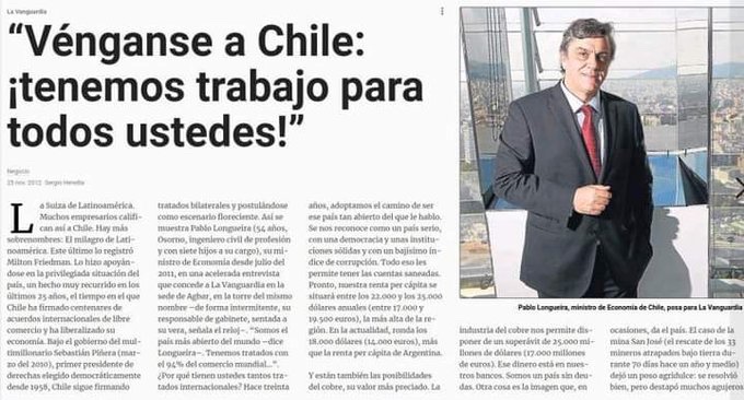 @Cooperativa Piñera y su ministro de economía Pablo Longueira hicieron las invitaciones