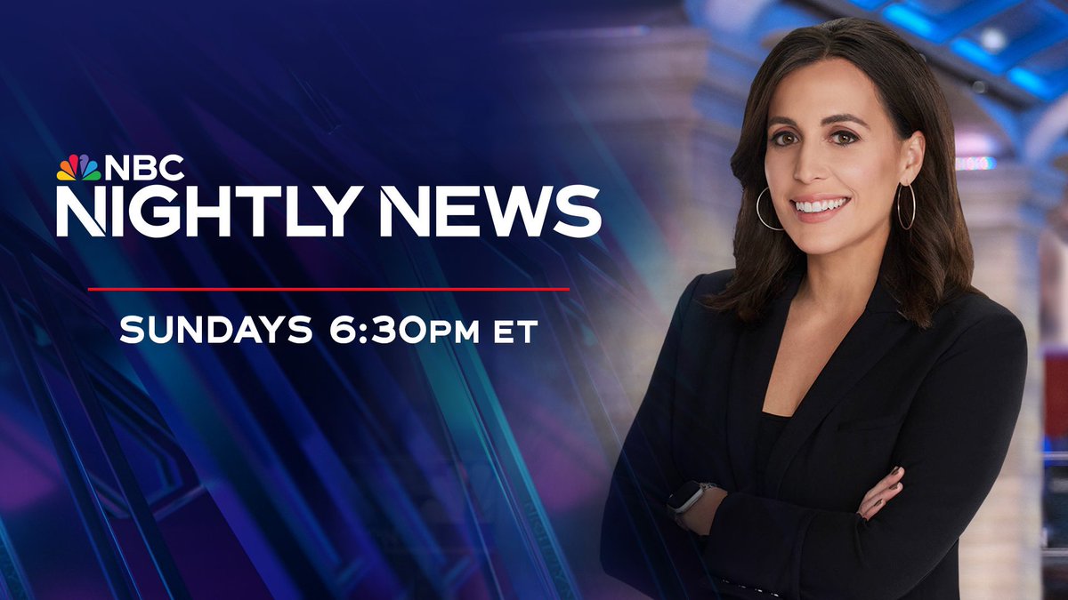 NBC News PR (@nbcnewspr) on Twitter photo Coming up at 6:30pm ET: <a href="/HallieJackson/">Hallie Jackson</a> begins her new role as anchor of Sunday <a href="/NBCNightlyNews/">NBC Nightly News with Tom Llamas</a>. Coming up at 6:30pm ET: <a href="/HallieJackson/">Hallie Jackson</a> begins her new role as anchor of Sunday <a href="/NBCNightlyNews/">NBC Nightly News with Tom Llamas</a>.