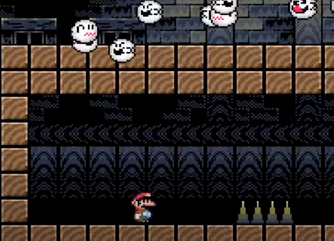 [1/24] ⚠️IMPORTANT📷 KAIZO PLAYERS PLEASE READ FOR YOUR OWN SAFETY!!  

there's a scam going around in romhacks that's dangerous and genuinely convincing to some! it looks like you can jump over the spikes, but there's actually an invisible block there!

[ more info in 🧵]