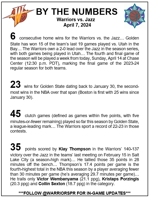 By The Numbers || Warriors vs. Jazz