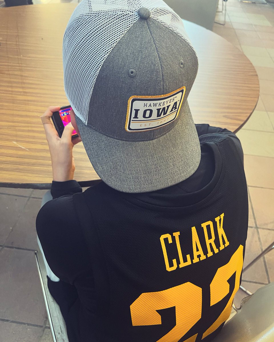 The <a href="/CaitlinClark22/">Caitlin Clark</a> effect in action.  How many 12 year old boys wore the jersey of a female athlete before her?  I love the fact that my son cheered for the entire @iowawbb team like they were his heroes.  Well Done Hawks! #impact