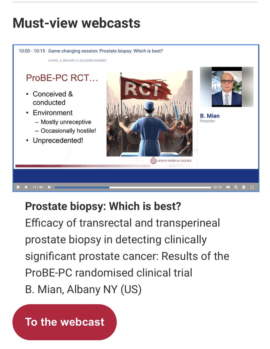 If interested in the Cancer Detection Rates after TR-Bx vs TP-Bx in the ProBE-PC randomized study, the #EAU24 presentation has been made available as a webcast by @Uroweb at this link: urosource.uroweb.org/resource-centr…