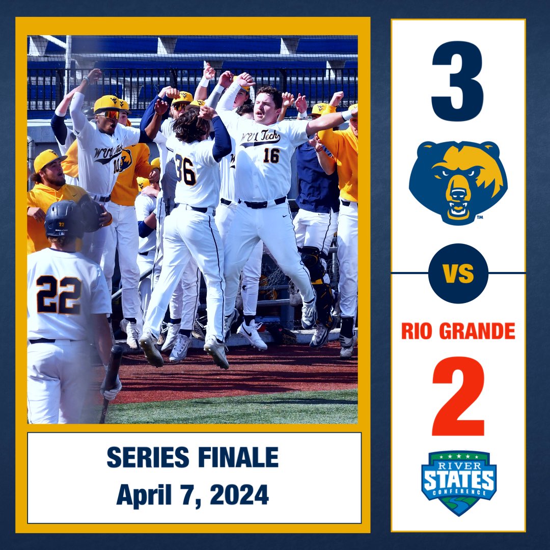 <a href="/WVUTechBase/">WVU Tech Baseball</a> took the conference series 2-1 after a 3-2 victory in the finale against University of Rio Grande Sunday.