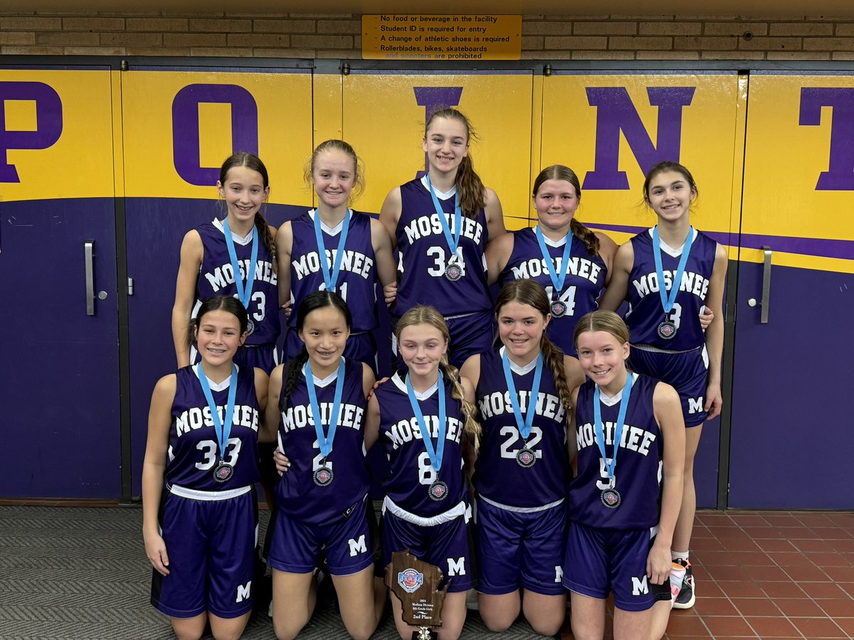 BruceJamroz's tweet photo. Congratulations to the Mosinee Girls  8th Grade Basketball team on finishing 2nd Place at the WSICT State Basketball Tournament!   

This years team finished with an overall record of 29-9

Awesome job girls! https://t.co/4bcxU632YI