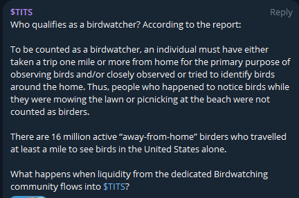 BlueTitsBase's tweet photo. Honestly, the bull thesis for $TITS is quite simple, and it just requires some simple mathematical skills to run the numbers. 

Dedicated birdwatchers WILL accumulate, and non-birders will be sidelined. https://t.co/zLCciziClv