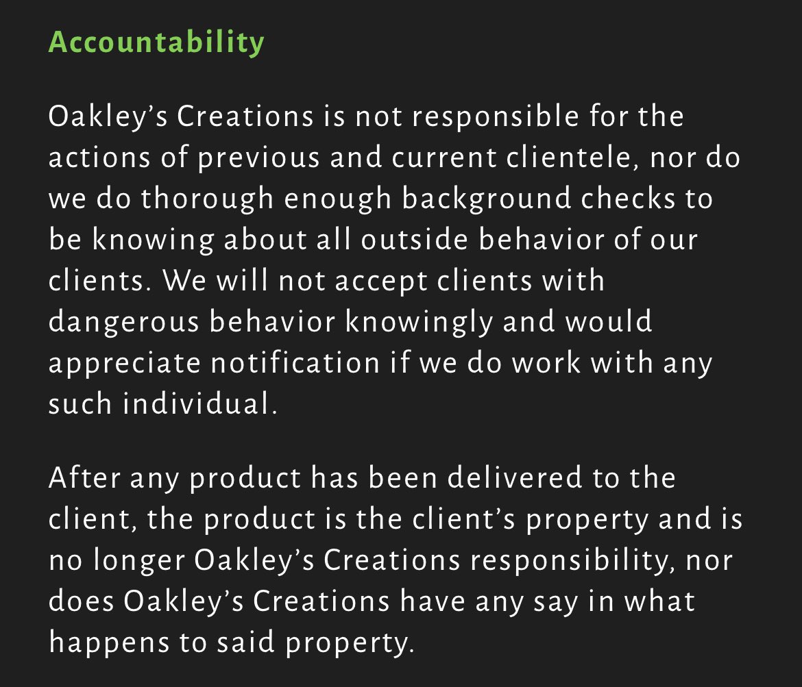 I’m gonna tap the sign and remind people that this is inherent to ANY business, art or otherwise, but it’s worth making it crystal clear :) Never blame an artist for their client’s behavior, especially when there’s no evidence beyond a transaction that they even KNOW each other!