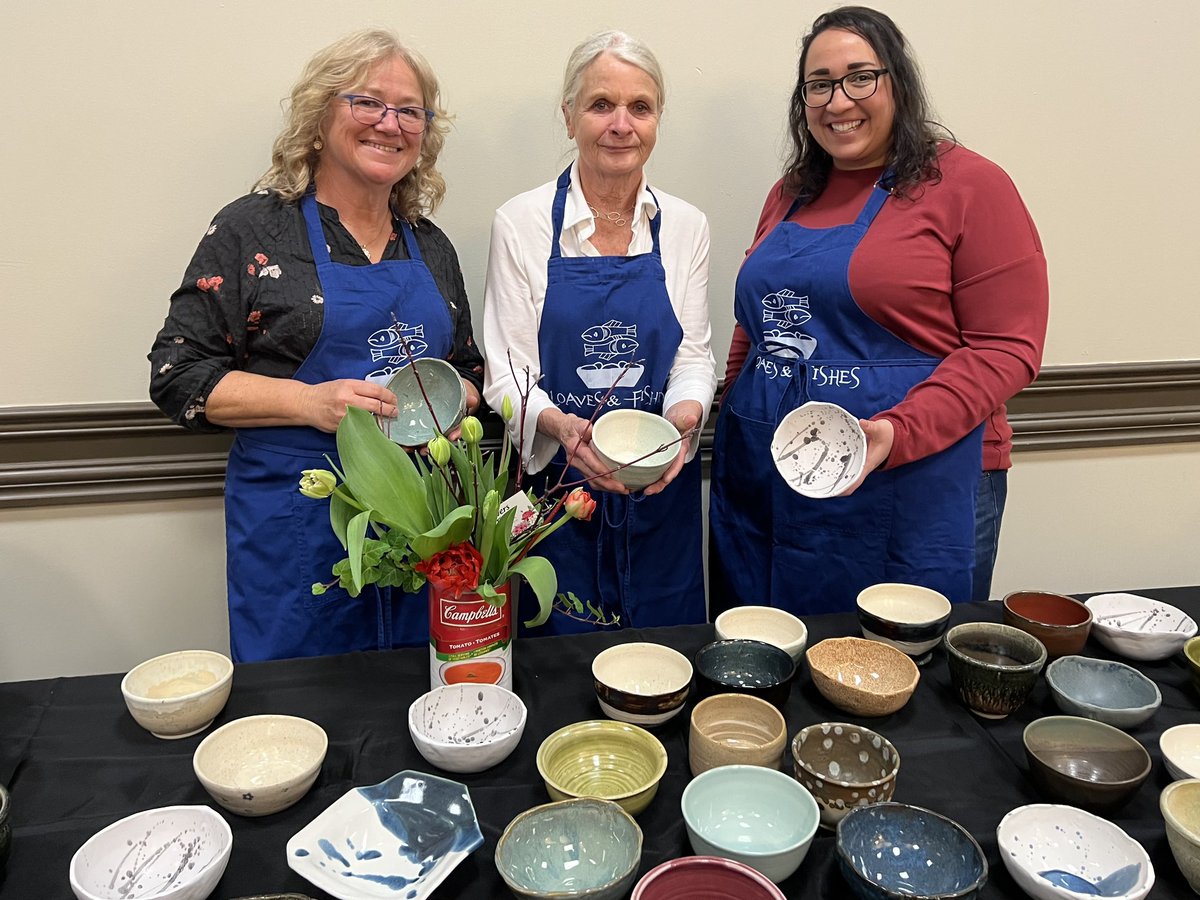 Another full house for Loaves and Fishes “Empty Bowls” fundraiser yesterday in Brockville. Beautiful pottery made by local potters, delicious soups donated by area restaurants and live entertainment by local musicians.