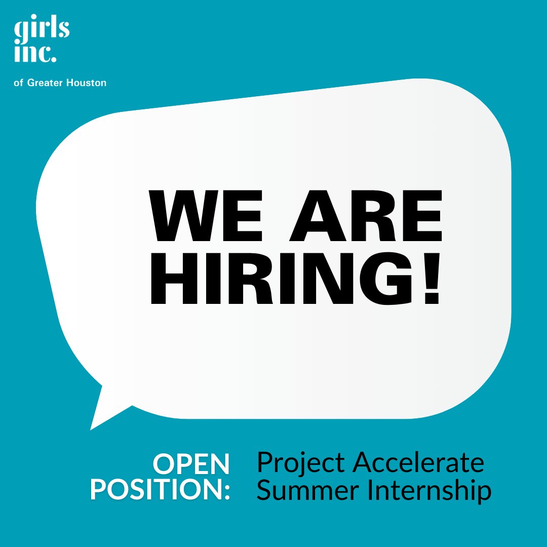 Rising high school Jrs, Srs, & graduated Girls Inc. Alumnae! We are looking for 2 Project Accelerate Summer Interns. Visit bit.ly/GIGHCareers for more information. *Interns to receive a stipend. #strongsmartbold #internship #projectaccelarate #summerinternship #gighsquad