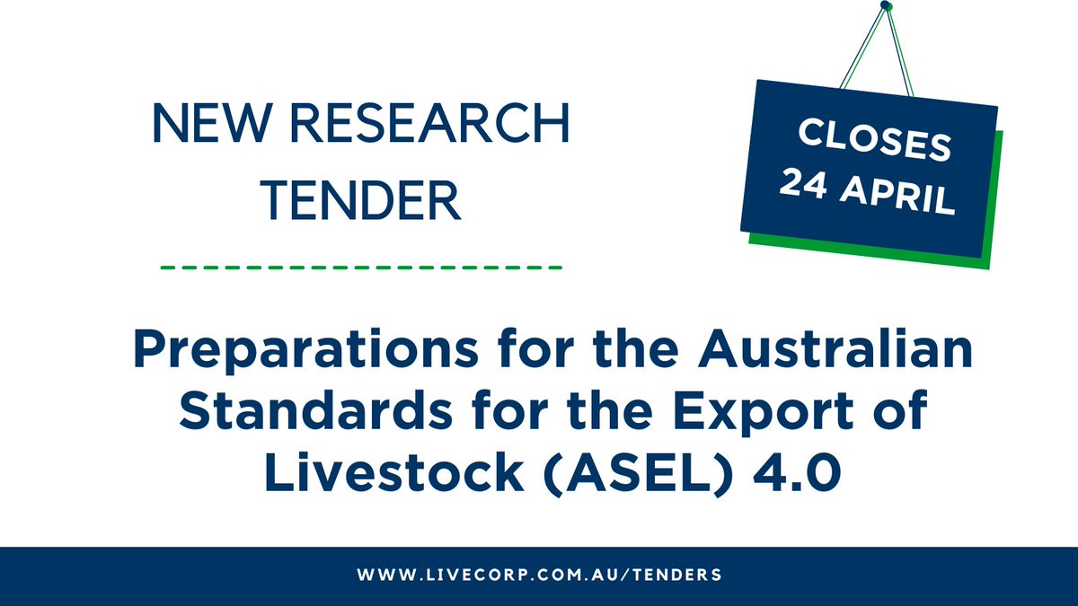 We’re looking for a consultant to help prepare for the ASEL review in 2025 - to help identify the best ways for industry to contribute scientific research and technical advice, to ensure the standards are best practice and evidence based. Details here: livecorp.com.au/tenders