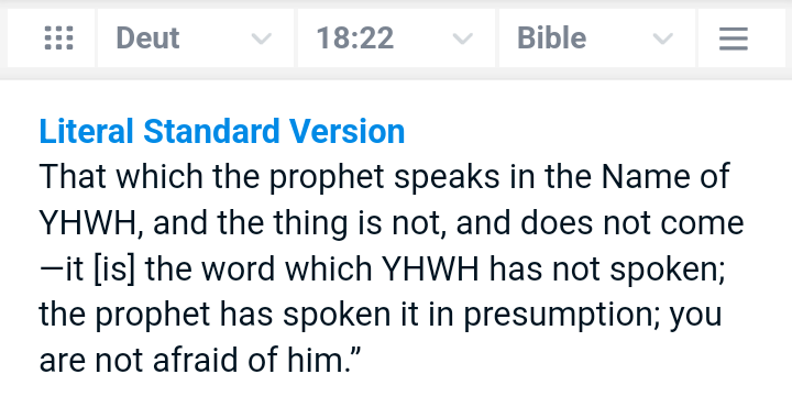 JeshurunYisrael's tweet photo. When the things that are prophesied do not come to pass, we will know that The Most High YHWH has not spoken these words.

We will know that the prophet lied, he prophesied falsely. 

We are commanded not to be afraid of that prophet or his words. https://t.co/UTadNFUzks