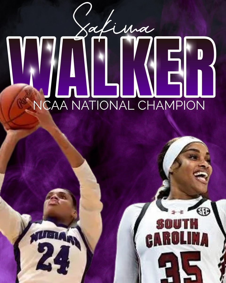 Lady Nubian Alumni Sakima Walker @SakimaWalker has won on every level. 2X High School State Champion, JUCO National Champion and now NCAA National Championship. Amazing! We are proud of you Sakima Congratulations to the South Carolina Gamecocks on an undefeated season 💪🏾