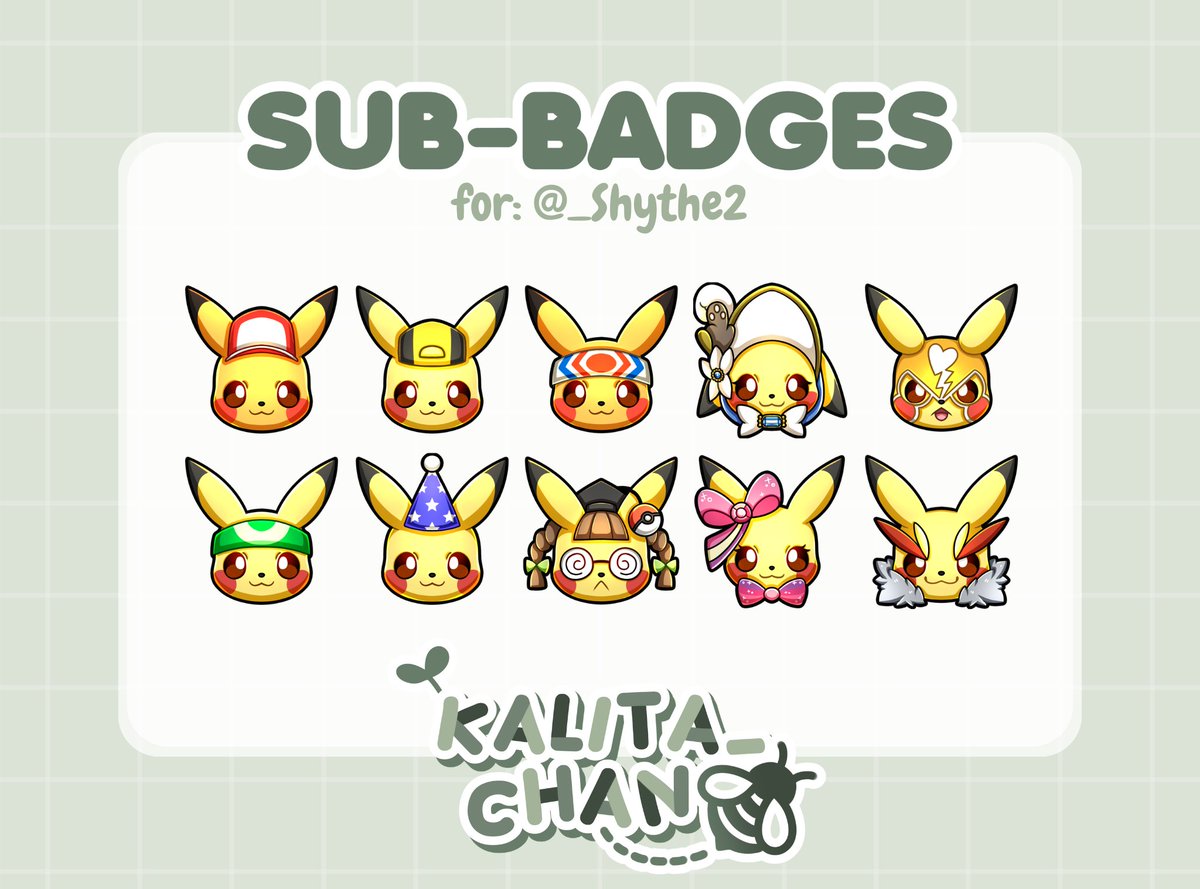 ⚡️ Custom Pikachu sub badges for @/Shythe2 ⚡️ ✨ RT's and likes are suuuper appreciated ✨ #emoteartist #Pokemon