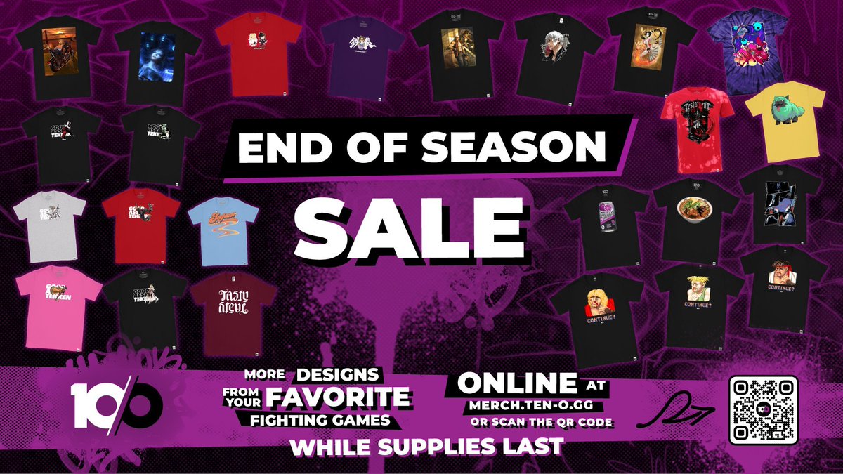 Today is the LAST DAY for the End of Season sale! After today, some of these designs will be locked in the archive, so make sure to pick up your favorites now! Scan the QR code, or check the next post for the link! #tenomerch