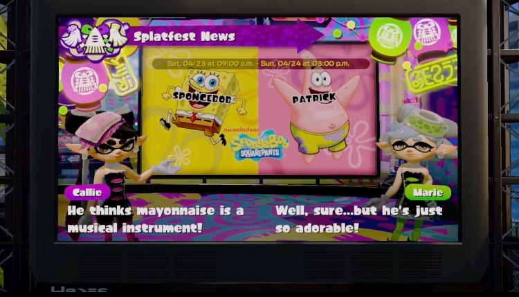 JFreshSplat's tweet image. Splatoon 1 will always be the best game in the series because it gave us an official SpongeBob Splatfest
