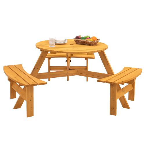 **Gather your loved ones for backyard fun!  This natural wood picnic table seats 6 comfortably & features built-in benches for easy entertaining.  The sturdy design holds up to 1720lbs, perfect for potlucks & BBQs! Shop now at sunlitbackyardoasis.com.
#BackyardFun #PicnicTime