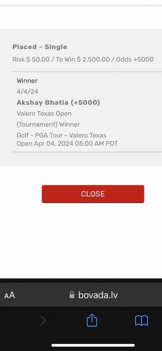 b_mah0ney's tweet image. congrats to Akshay on the wire to wire win at #ValeroTexasOpen 🏆 and now getting to play in the Masters. great run by Denny. its offically #TheMasters week 😊 #outright #betting #winner ✅