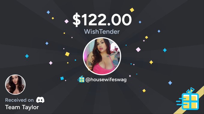 "Taylor's Silver" just bought a gift off housewifeswag's wishlist worth $122.00 on Discord in Team Taylor