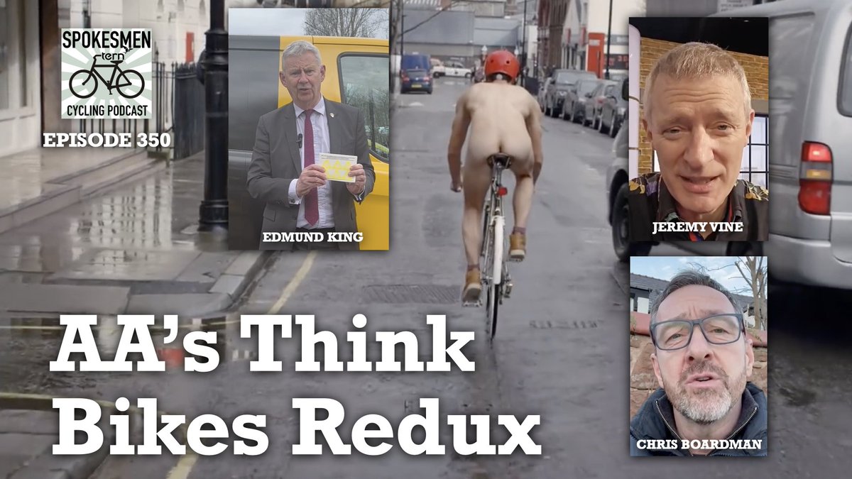 carltonreid's tweet photo. AA's Think Bikes Redux, quick podcast episode with @AAPresident @theJeremyVine @Chris_Boardman and a naked cyclist as @TheAA_Lifestyle resurrects the 10-year-old "Think Bike" campaign. https://t.co/TI4qQo6hBV https://t.co/d9eIU4NzBB