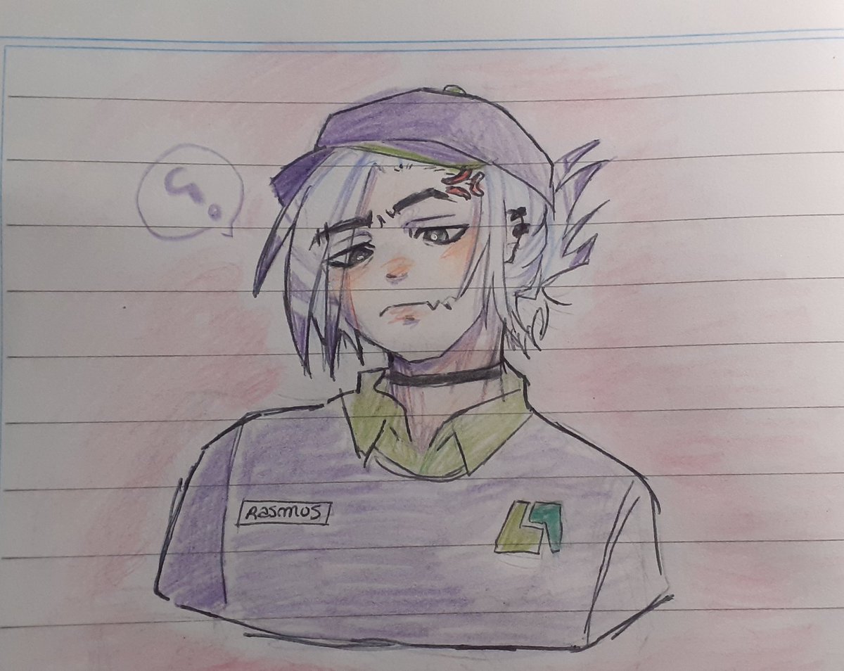 Aparezco para subir este dibujin rapido de Rasmus de Broken Colors  , en mi estilo humanizado(?( todavia sigo en busca de un teclado para volver con los dibujos digitales) si quieren que suba mas asi en tradicional denle mg

#artmoots #ArtistOnTwitter #fanart