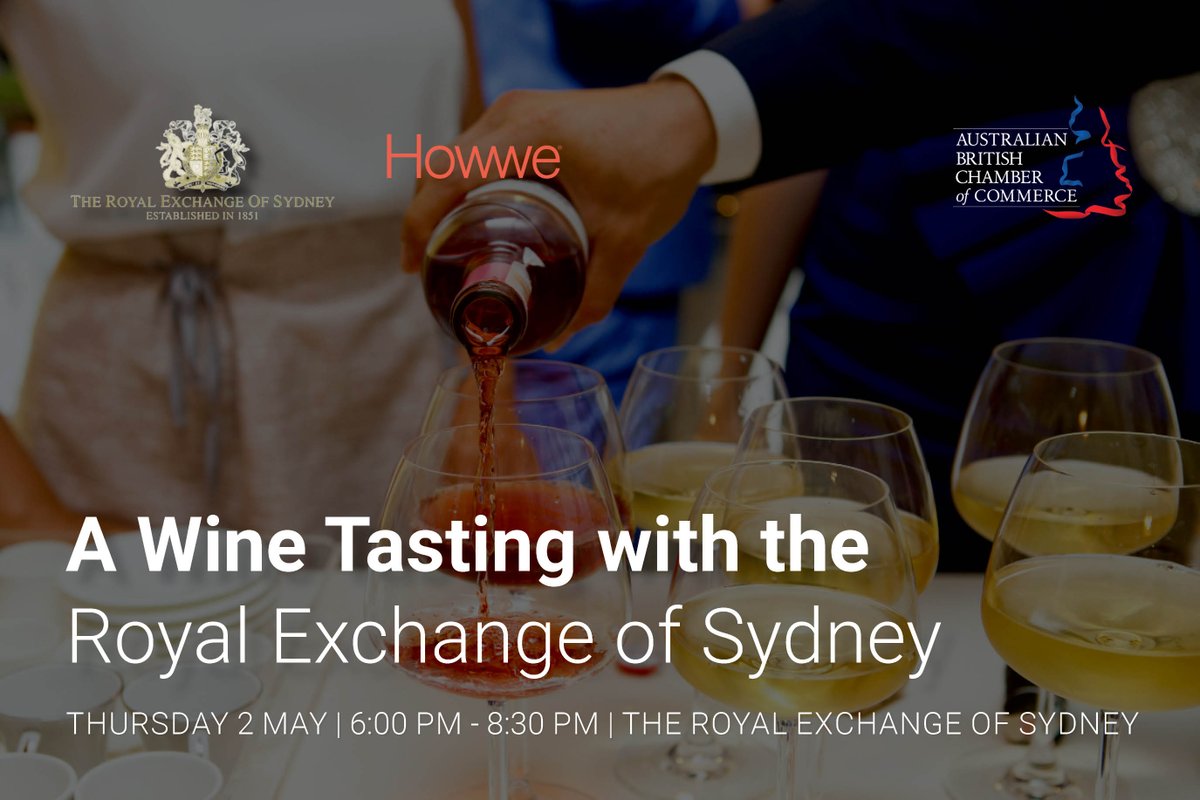 There's 3 weeks until our Wine Tasting with the Royal Exchange of Sydney - have you registered? Alistair from the Royal Exchange will present an exquisite selection of wines, each paired with a delicious canapé designed to complement each variety. britishchamber.com/events/event-d…