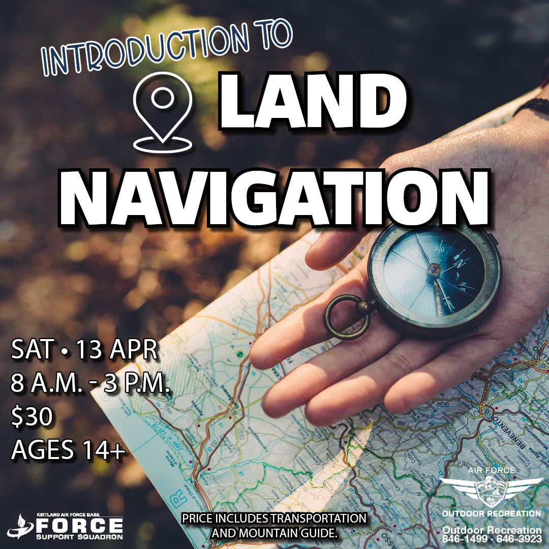 Join #ODR for an amazing hands-on class on using maps and compasses for land navigation!
This class will teach you the basics you'll need to get ready to go out on the hikes.

To sign up👉kirtlandforcesupport.com/outdoor-recrea…

#377FSS #TeamKirtland #KirtlandForceSupport #MyAirForceLife