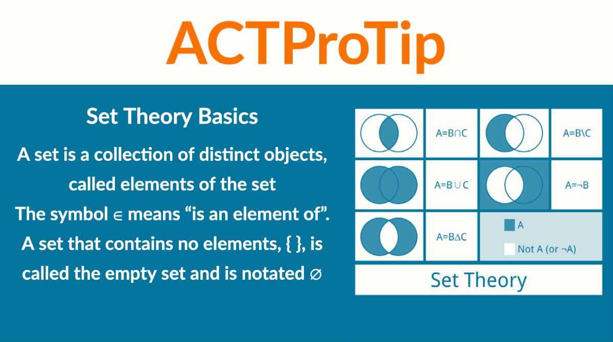 Don’t Try the Next Without Reviewing This Math #ACTProTip Learn the Basics of Set Theory Need more help ? Try this video from @ExamSolutions ow.ly/Wrkb50FINbH #sat #collegeprep #tutoring #satpractice #acttestprep #satprotip #actprotip #satreading #actprep #satprep