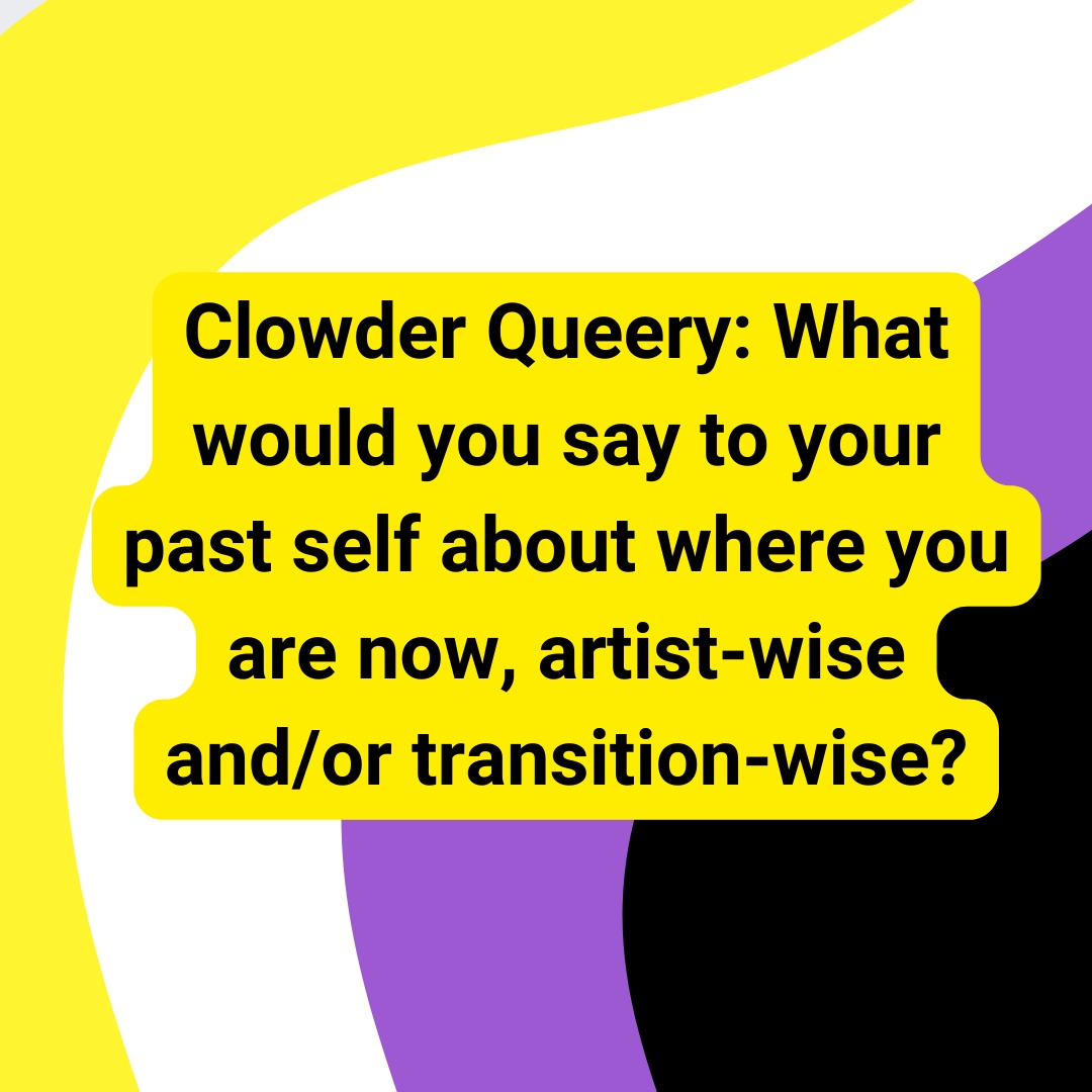 I missed posting a couple of Clowder Queeries for recent episodes, so here's the one for Marisabel Lopez's episode!

What would you say to your past self about where you are now, artist-wise and/or transition-wise?

#TransPodcast #TransArtists #Genderful