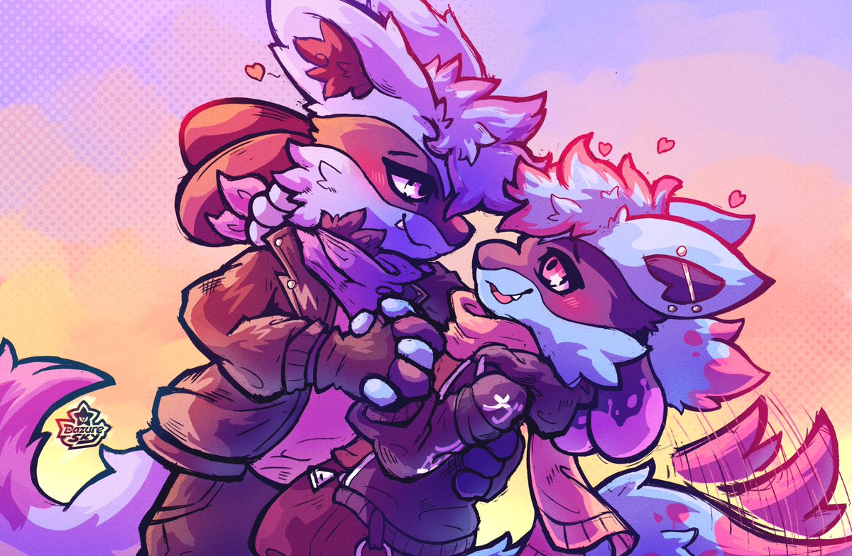 A super cute puppy couple piece for @meltypan and @Nick_The_Riolu! ✨