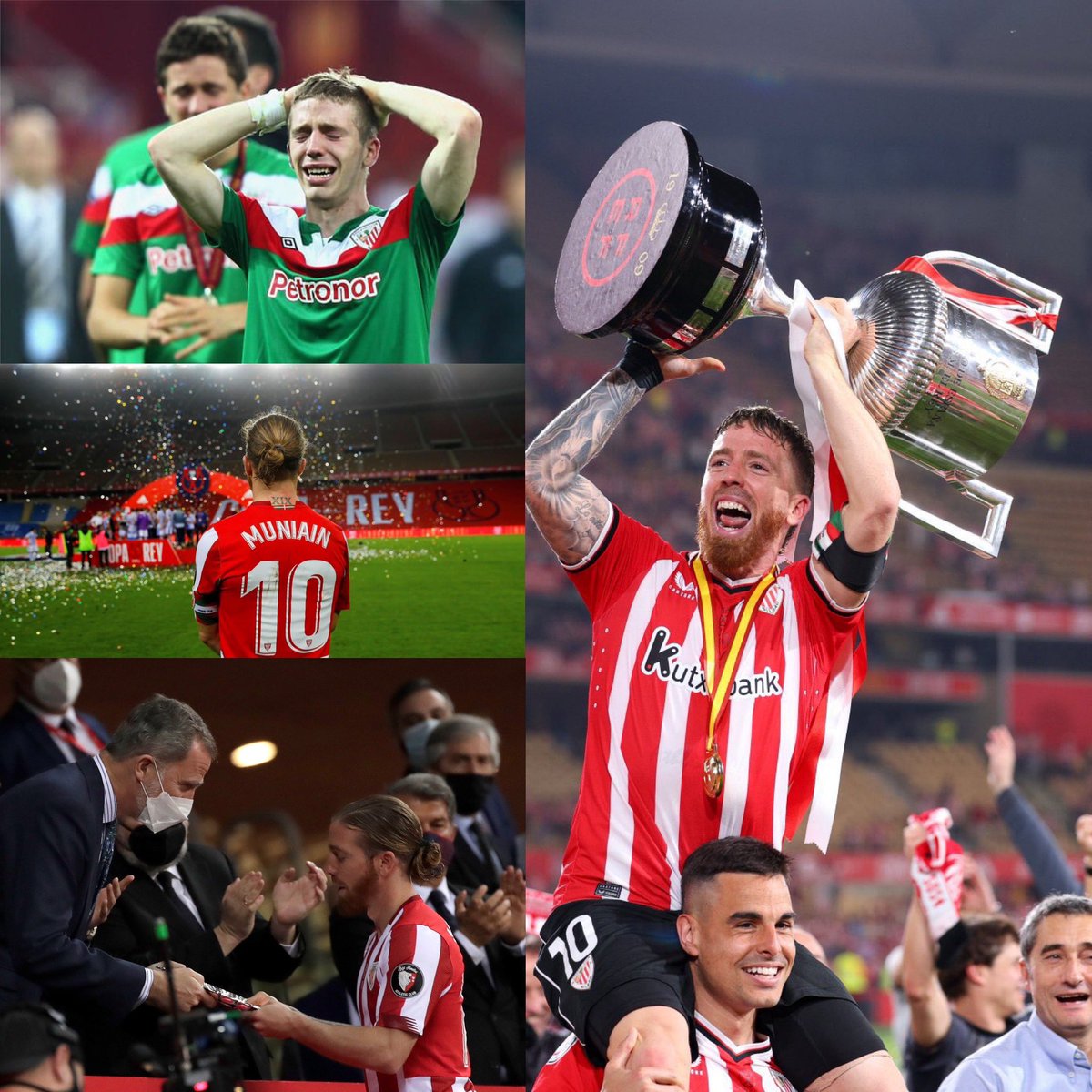 Esta secuencia de fotos de Iker Muniain es un ejemplo para todos. Iker perdió 4 finales de Copa del Rey con el Athletic Club. 2012 (año en la que también perdió final de Europa League), 2015, 2020 y 2021. Se lo bancó, siguió intentándolo y ayer levantó la Copa como capitán. Hay…