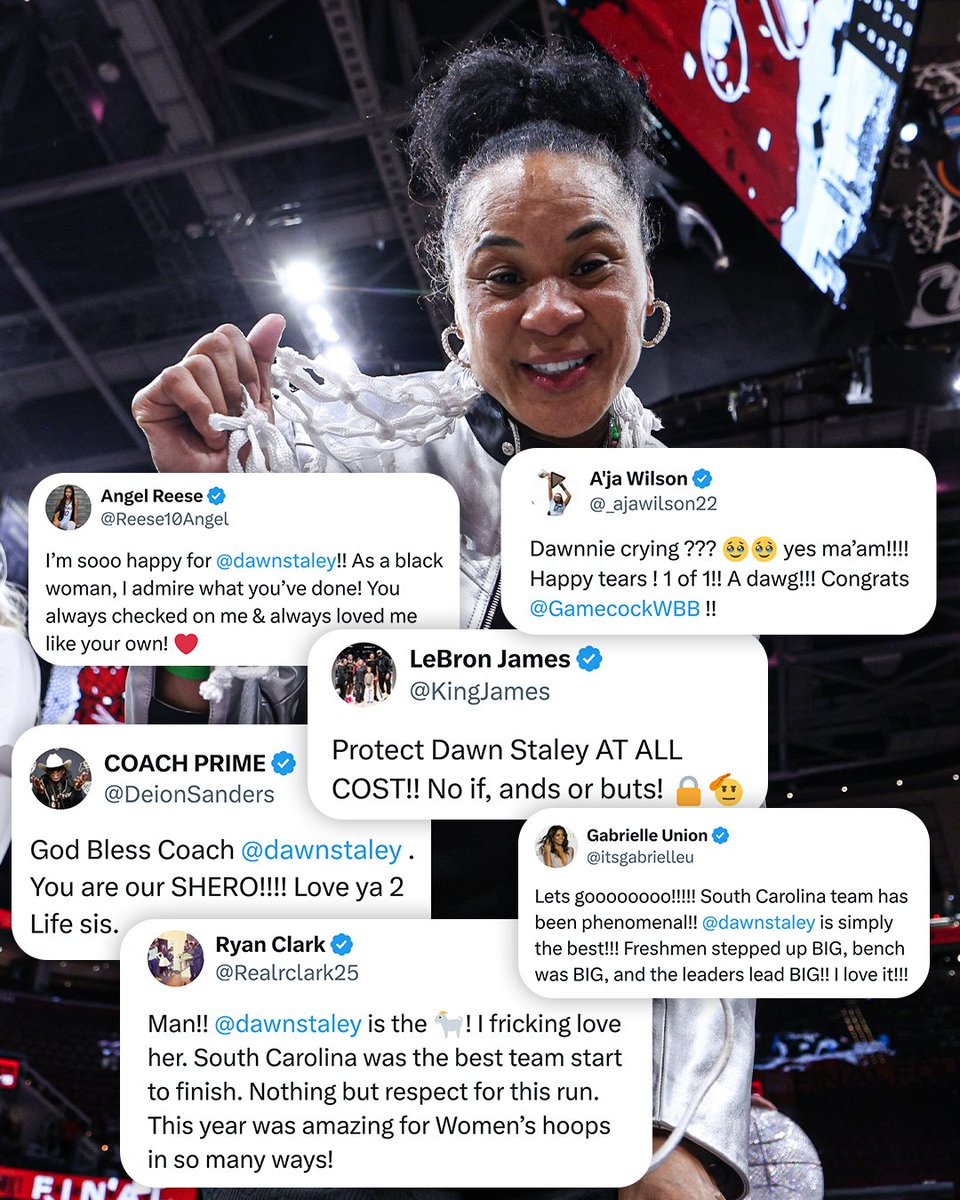 The sports world reacts to Dawn Staley winning her third national title 💐
