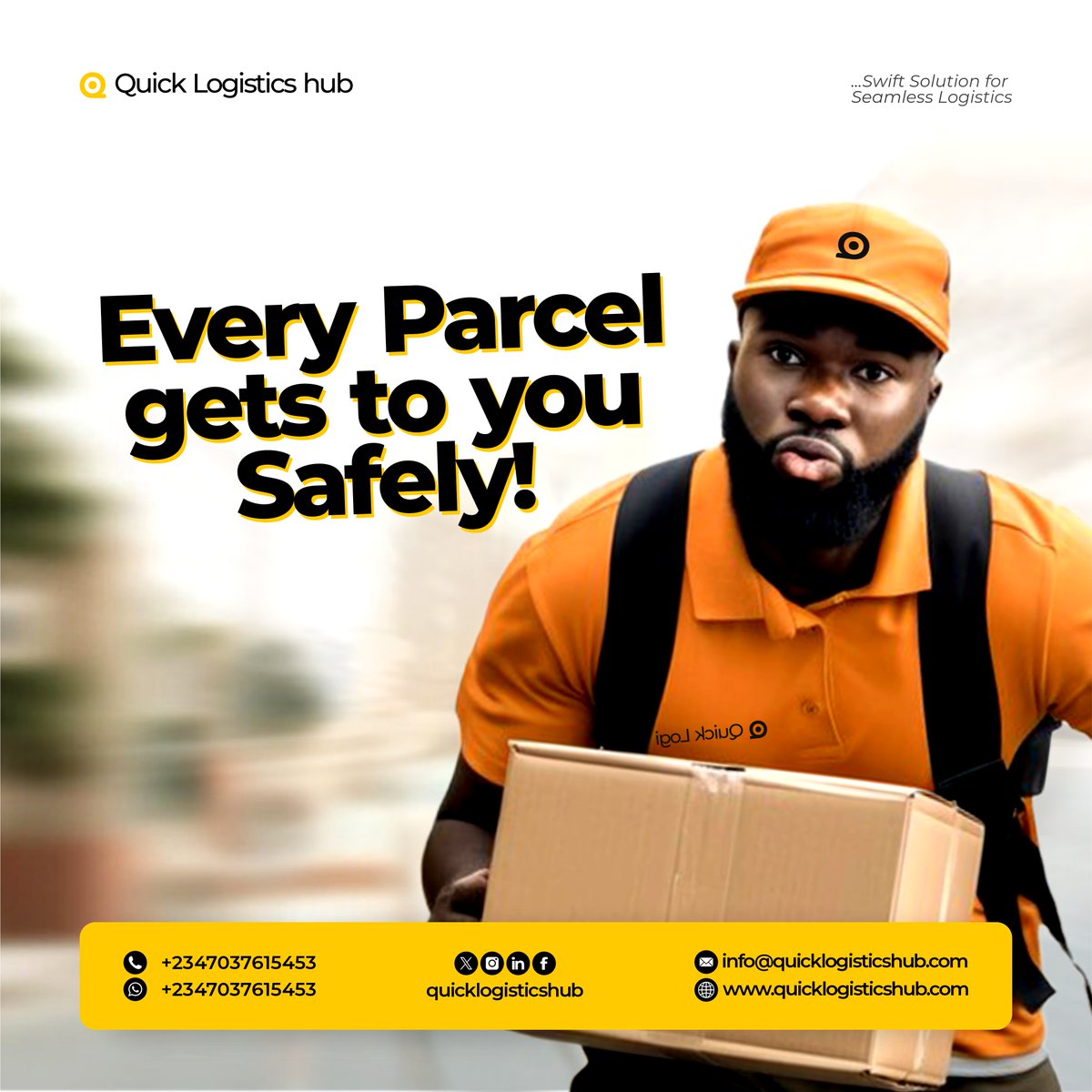 We ensure every parcel reaches you safely! Trust us at Quick Logistics Hub to handle your shipments with the utmost care. Visit quicklogisticshub.com today and experience peace of mind with our reliable logistics solutions.

#qlh #delivery #logistic #logisticspartner #shopnow