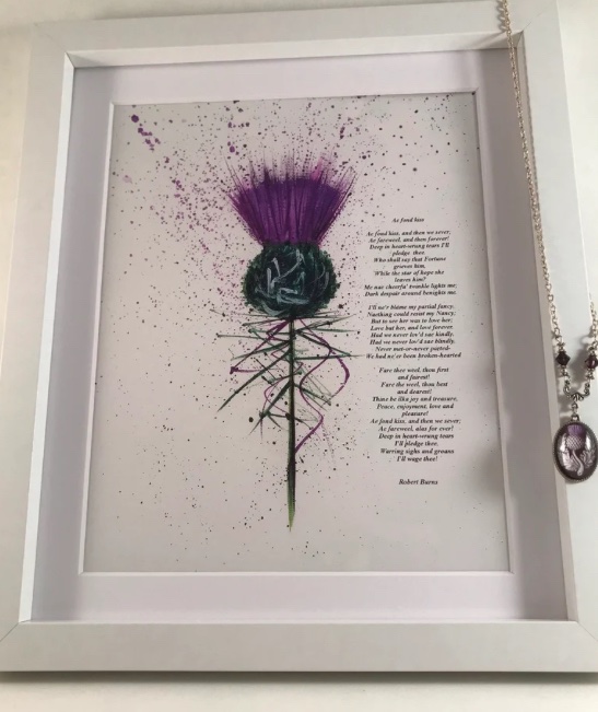 💕’Ae fond kiss’ Scottish Thistle original art print 💕 #mhhsbd #elevenseshour #TheCraftersUK #etsygifts etsy.com/uk/listing/941…