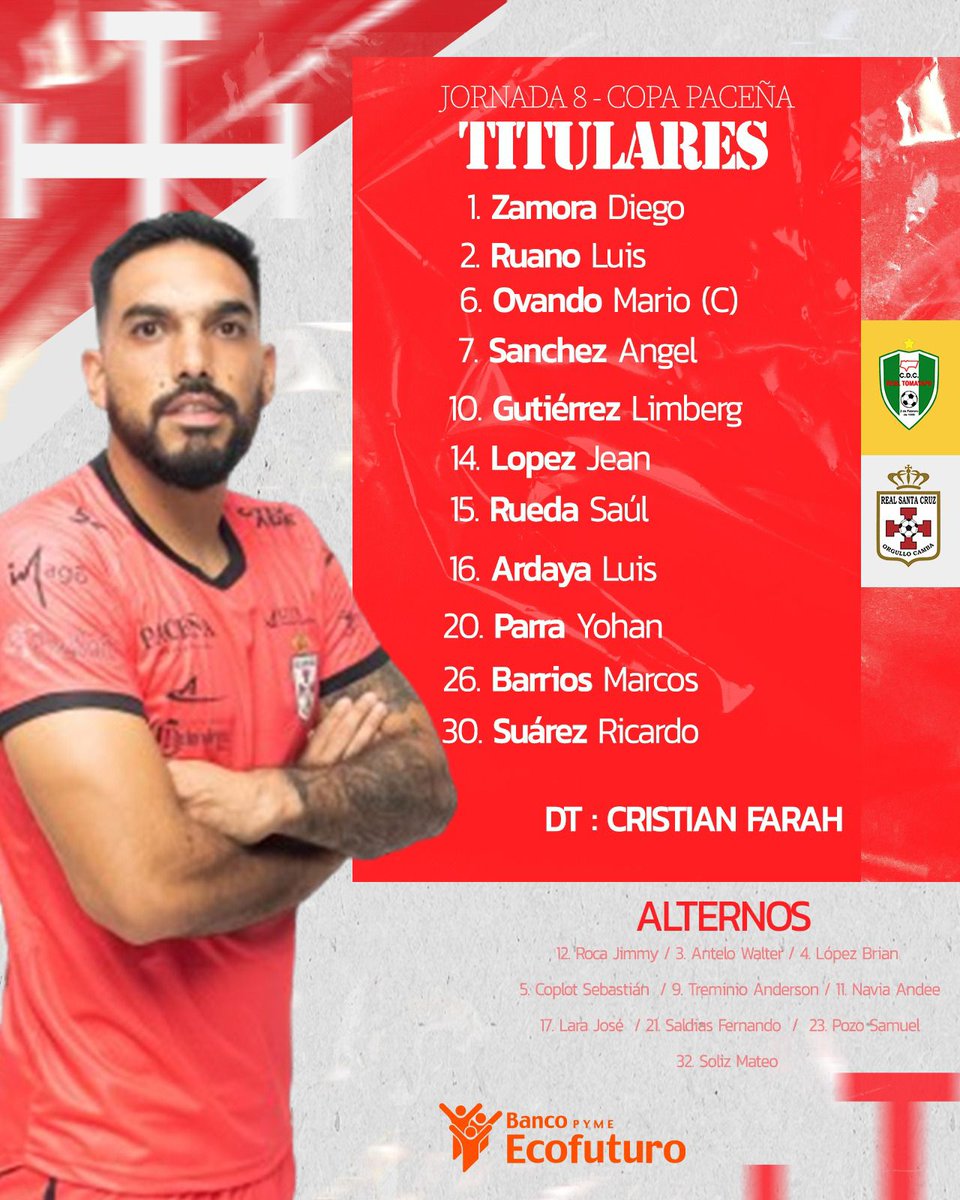 Real_Santa_Cruz's tweet image. ¡NUESTROS 11! 

 Formación confirmada para enfrentar al @RealTomayapoOf 

#OrgulloCamba

Los titulares son presentados gracias a @BancoEcofuturo