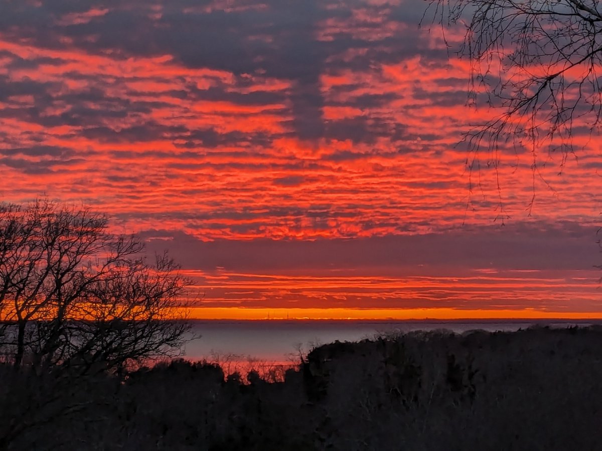 A very brief but spectacular sunset from West Falmouth over Buzzards Bay @ericfisher @capecodweather