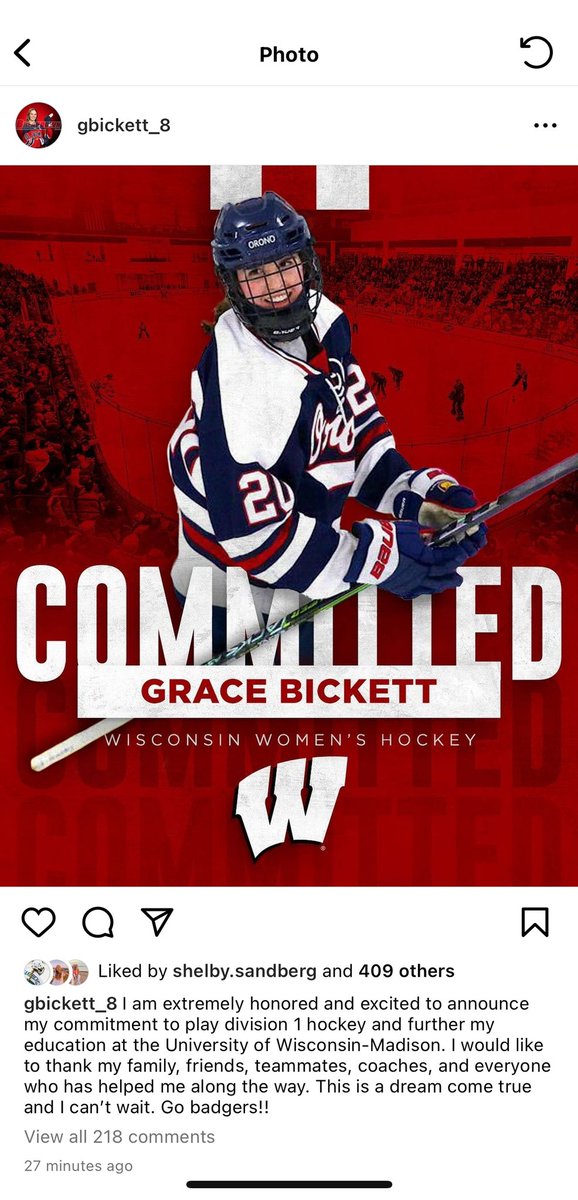 Congrats to <a href="/GirlsHockey_OGH/">Orono Girls High School Hockey</a> stud @grace_bickett20 on her commitment to join Mark Johnson and company at <a href="/BadgerWHockey/">Wisconsin Hockey</a>! Another stud Minnesotan for the Badgers.

<a href="/InTheZoneMN/">In The Zone 🚩 🏒</a>