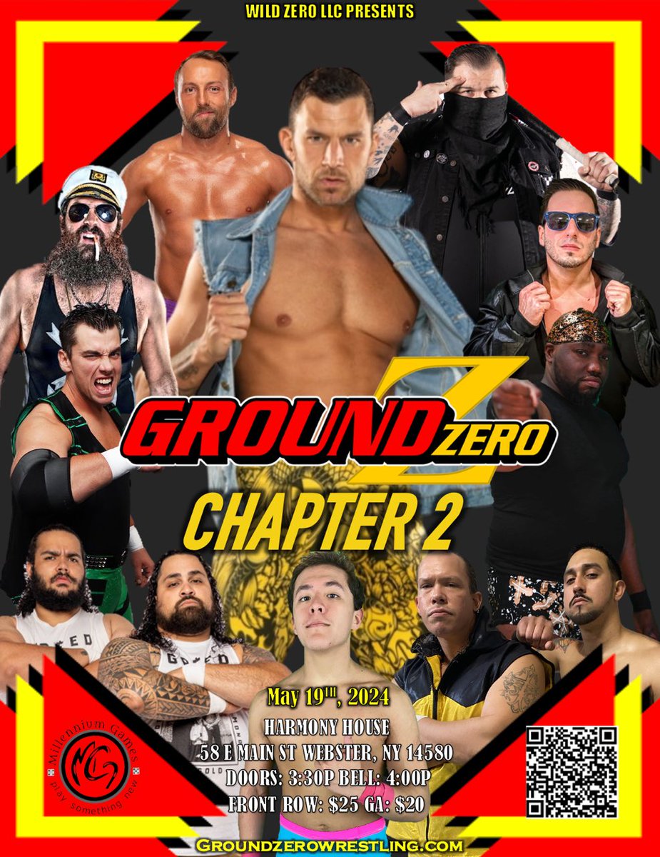 🚨OFFICIAL EVENT POSTER🚨 
Sponsored by Millennium Games

Join us at the Harmony House in Webster, NY Sunday May 19th for Wild Zero LLC presents Ground Zero Chapter 2

Tickets on sale now!
eventbrite.com/e/wild-zero-ll…

#GroundZero #RespectTheCraft