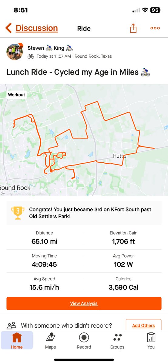 StevenRR's tweet image. Cycled my Age in Miles today. Tradition!