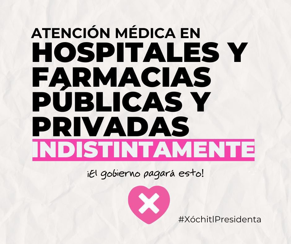 #XochitlPresidenta #TarjetaMiSalud para que los 50 millones que se quedaron sin los servicios médicos se puedan atender lo antes posible.