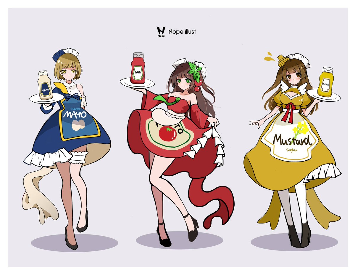 今日はどの子が必要？ マヨネーズ ケチャップ マスタード #イラスト