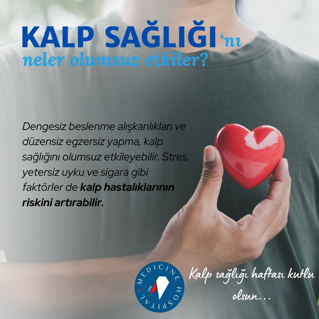 Dengesiz beslenme alışkanlıkları ve düzensiz egzersiz yapma, kalp sağlığını olumsuz etkileyebilir. Stres, yetersiz uyku ve sigara gibi faktörler de kalp hastalıklarının riskini artırabilir.

 📞Randevu için: 444 0 205

#atlasüniversitesi #medicinehospital #kalpsağlığı