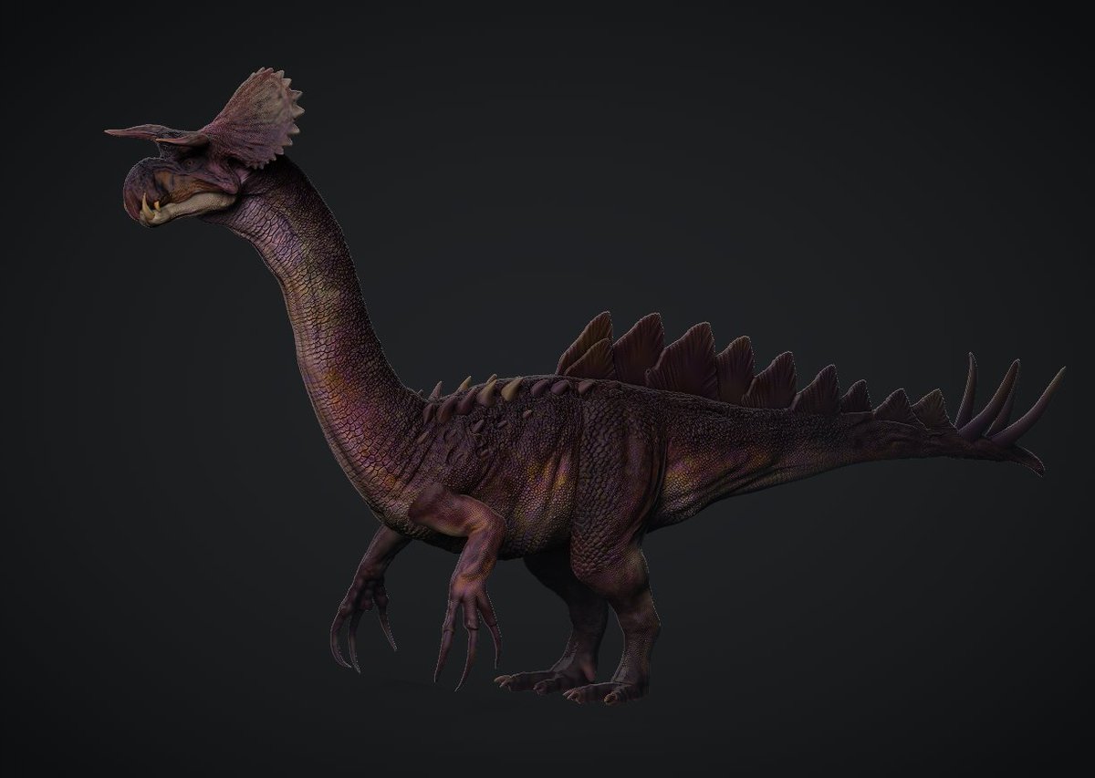 And here's the result 'let's make a dinosaur hybrid' sculpt in Zbrush 1 nasutoceratops 2 baryonyx 3 brachiosaurus 4 ampelosaurus 5 therizinosaurus 6 tyrannosaurus rex 7 stegosaurus 8 tusks hyppo 9 beipiaosaurus fluff 10 orange + purple