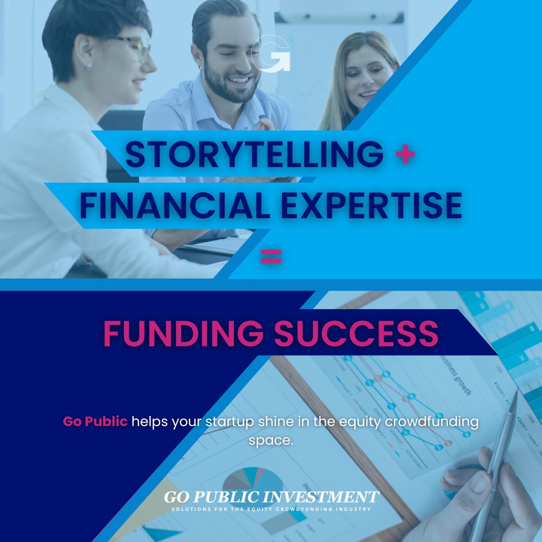 The secret sauce? A compelling story combined with solid financial backing. GoPublic provides both! Contact us now.

#GoPublic #EquityCrowdfunding #FundingMadeEasy #StartupEmpowerment #CrowdfundingExperts #StorytellingMatters #FinancialPlanning #EmpowerYourStartup