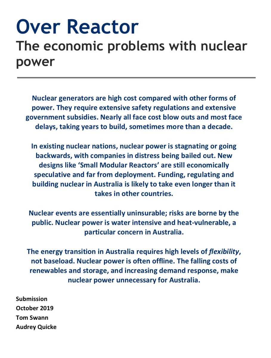 Nuclear power is * Expensive * Outdated * Uninsurable * Unnecessary And it’s a dangerous distraction. We shouldn’t accept replacing carbon with a carcinogen. We need #ClimateAction and #job #creation. #Auspol2024 #nuclear #RenewableEnergy