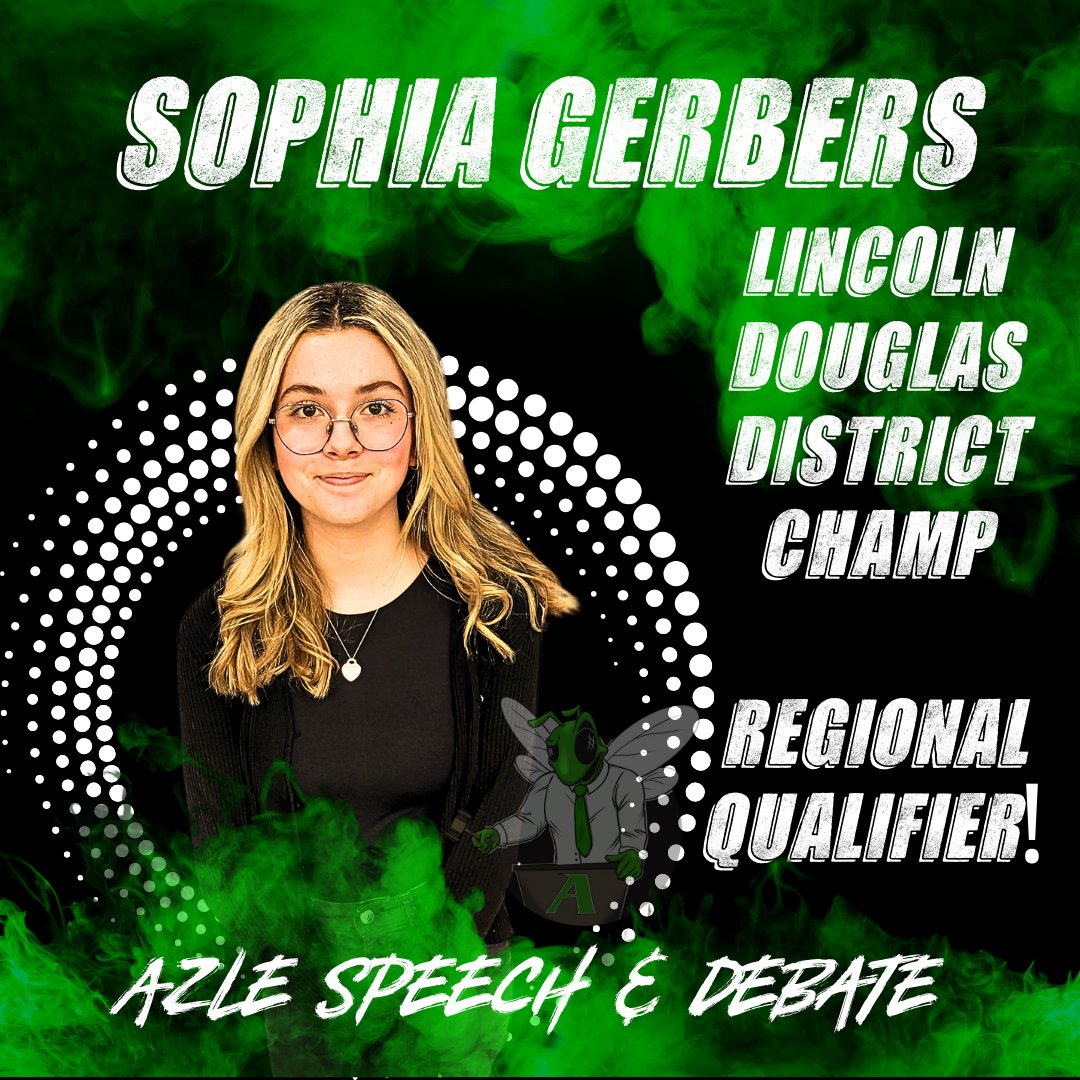 Azledebate's tweet photo. I couldn't be more proud of these students who have worked all year for our district meet. We had 2 Regional Qualifiers! Sophia Gerbers our Lincoln-Douglas District Champ and Levi Hinckley our 3rd Place Persuasive Speaker! Sophia and Levi will be competing @ Regionals April 26-27 https://t.co/7kmooSPkAK