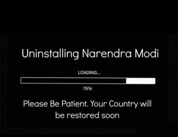BREAKING NEWS Uninstalling Narendra Modi on June 4 th. Please be patient . Your Country will be RESTORED soon . Drop a ❤️ and Repost if you want to wish farewell to Modi . #ByeByeModi