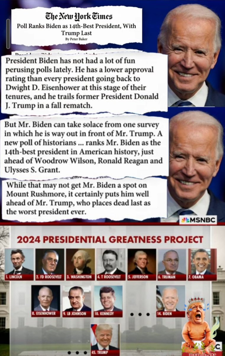 Woops!! In February after #SOTU speech and January Jobs and Market Reports #Biden moved up to number 14 in Best US President EVER.  
LMAO 😂 
Stinky #TraitorTrump STILL dead LAST.
#WakeUpEverybody 
#WakeUp
#TruthShallPrevail #TrumpIsNotFitToBePresident youtu.be/89j_5BScFlw?si…