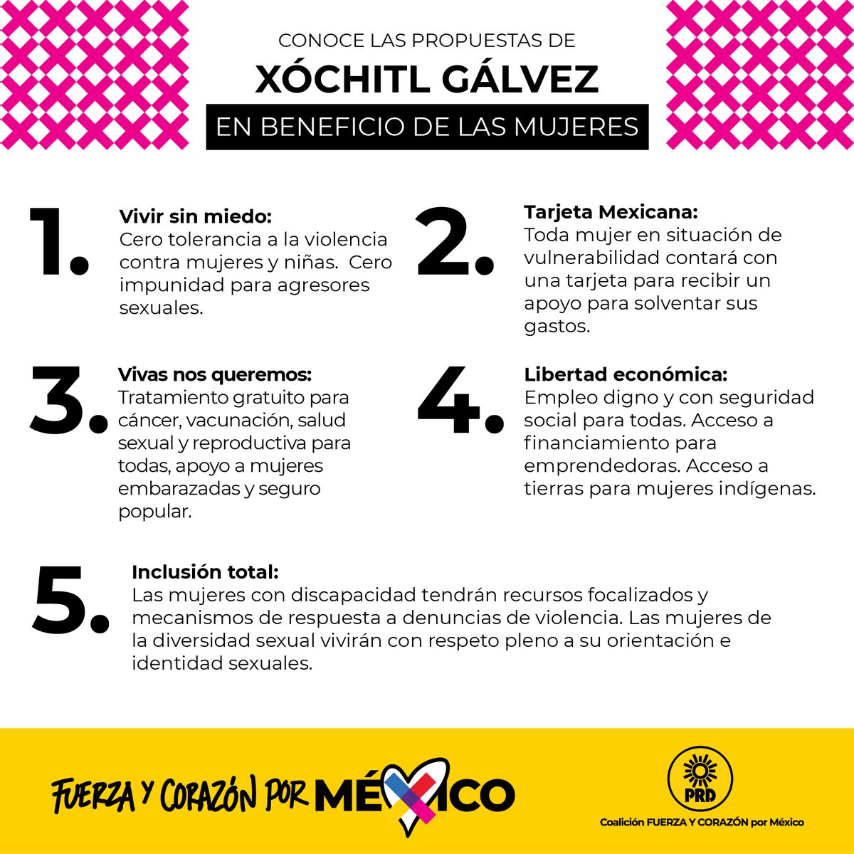 El gobierno de @XochitlGalvez trabajará por el bien de las mujeres, con propuestas que impulsen la seguridad y capacidades de todas a través oportunidades reales.

#DebateX #Elecciones2024MX #EleccionesPresidenciales #CampañaElectoral #MxSinMiedo